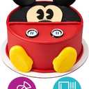 DecoSet Disney Mickey Mouse Cake Topper, 7-Piece Topper Set with Ears, Eyes, Buttons and Shoes, Made of Food-Safe Plastic