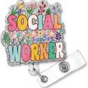 2 x Social Worker Funny Glitter Badge Scroll, Cute Badge Holder for Nurses, Christmas Birthday Graduation Gift for Doctors, Social Workers, Office Workers, Teachers, Warehouse Managers