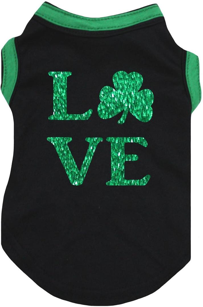 Petitebella Love Clover Puppy Dog Shirt (Black, Medium)