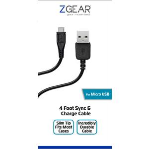 ZGEAR 4' MICRO USB DATA CABLE BK EA
