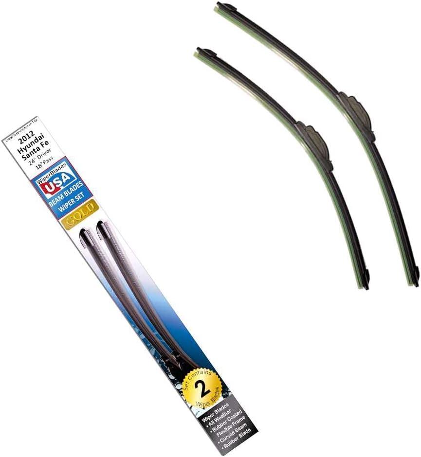 Beam Blade Wipers Set for 2012 Hyundai Santa Fe Replacement Set - WiperBladesUSA Gold Beam Wiper Blades Wipers Set
