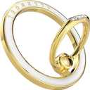 Allengel Magnetic Phone Grip for MagSafe, Magnetic Ring Holder Compatible with MagSafe Phone Ring, 360Rotating Finger Kickstand for iPhone 16 Pro Max 15 14 13 12 Plus & Android Phone (Gold and white ceramic)