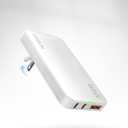 65W GaN USB C Wall Charger Block,3 Port Ultra Thin Flat USB-C Charging Plug,Foldable USB Power Adapter for MacBook,iPhone 15/16,Samsung (White, 65w)