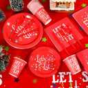 Baderke 195 Pcs Christmas Party Supplies Let's Get Lit Disposable Tableware Set Red Christmas Plates Tablecloth Banner Napkins Cups Forks Knife Spoon Friendsmas Xmas Holiday Decorations for 24 Guests