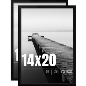 LaVie Home 14x20 Picture Frame 2 pack, Display Pictures 14 x 20 Poster Frame, 14x20 Black Photo Frame with HD Plexiglass, Display Frame for Vertical or Horizontal, Classic Collection