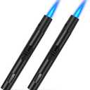 LcFun 2 Pack Torch Lighters Refillable Butane Lighter with Visible Fuel Window, Windproof Adjustable Jet Flame Long Lighters for Candle, Grill, BBQ, Camping, Fireworks (Butane NOT Included)
