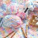 Chunky Chenille Yarn for Hand Knitting 8 Jumbo Pack Jumbo Chunky Yarn for Hand Soft Blanket Knitting, Bulky Thick Fluffy Yarn for Crocheting (Marshmallow Color)