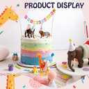 Gemscream 39 Pcs Safari Animal Cake Toppers Party Cake Animal Decorations Jungle Figures with Hats Mini Balloons for Wild Zoo Theme Party Birthday