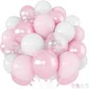 2 x Pink Balloons 60 Pcs Light Baby Pearl Pink and White Latex Party Balloon with 12 Inch Double Stuffed Balloon for Girls Princess Winter Wonderland Wedding Birthday Baby Shower Bridal Party Decor
