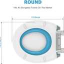 19" Elongated Potty Training Toilet Seat, Built-In Soft Quiet-Close Lid with Magnetic Blue Kids Seat and Non-Slip Design, Easy to Install and Clean