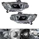 labwork Headlight Assembly Replacement for Honda Civic 2016-2021 Headlights Set Driver ＆ Passenger Side