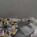 Party Zealot Metal Mosaic Round Side Tables Set of Two 13.4" Small Outdoor Patio Round Accent Coffee Tables Indoor Corner Stand for Small Spaces Weather-Resistant for Balcony Plant Stand (Brown Mixed Yellow)