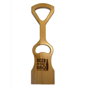 Woody's Wooden Beer and BBQ Engraved Grill Scraper W/Bottle Opener | BBQ Cleaning Tool