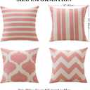 OTOSTAR Set of 4 Waterproof Throw Pillow Covers 16x16 Inch Farmhouse Geometric Square Pillow Cases for Couch Patio Furniture Balcony Garden Outdoor DecorationGeometry70-Pink