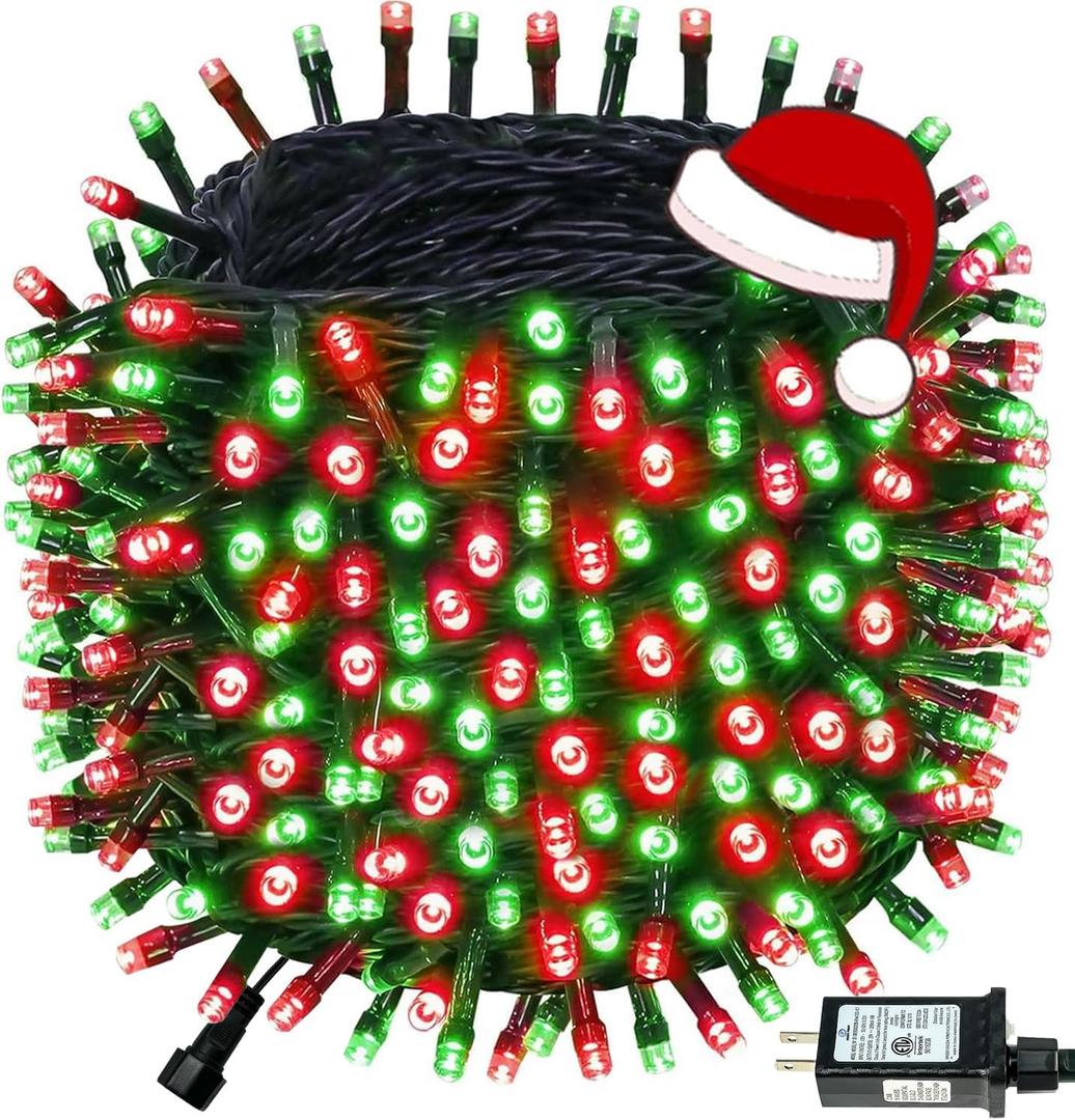 Connectable 240LED 88Ft 13Modes Christmas String Lights Indoor Outdoor | Extendable Green Wire Red & Green Christmas Tree Lights with Timer | Twinkle Fairy Light Plug in for Xmas Tree(Red & Green)