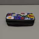 Daisy Flowers Ladybug Print Women's Large Capacity Wallet PU Leather Double Zipper Clutch Purse for Cash/Card/Coin/Smart Phone