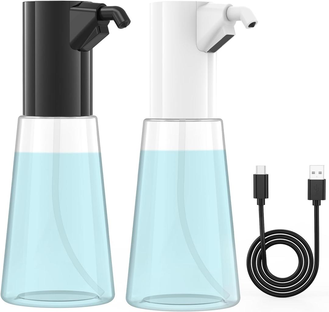 2 Pack Automatic Liquid Soap Dispenser Touchless,Hand & Dish Electric Dispenser 4-Level Adjustable,450ML Waterproof Rechargeable Kitchen Auto Soap Pump,The Bottle is Replaceable
