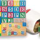 Melissa & Doug Deluxe Wooden ABC/123, 50-Piece Set of Classic Letter & Number Wooden Blocks (1 x 1) with Storage Pouch, Sorting & Stacking Toys for Kids Ages 2+