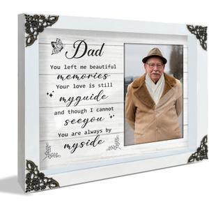 4x6 Covered Portrait Picture Frames Dad Memorial Gifts Sympathy Gift Bereavement for Loss of Stepfather, Farther in law, Dad You Left Me Beautiful Photo Plaque In Memory Of Loved One HF267-WHD