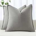 MIULEE Decorative Linen Pillow Covers 18x18 Inch Light Gray ​Boho Farmhouse​ ​Neutral Couch Throw Pillows for Bed Pack of 2 Accent Modern Pillowcase Sofa Livingroom Home Decor
