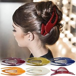 RC ROCHE 6 Pcs Flat Hair Clips Big Claw for Thick Hair French Duckbill Women No Slip Side Slide Curved Alligator Concord Strong Grip Hold Volume Lay Down Clamp, Small Classic Multicolor