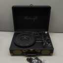 Vinyl Record Player 3-Speed Bluetooth Suitcase Portable Belt-Driven Record Player with Built-in Speakers RCA Line Out AUX in Headphone Jack Vintage Turntable (Black)