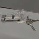 60MM Solid Brass Lock Cylinder with 3 Brass Keys Satin Nickel Door Lock Cylinder Replacement (60MM-Key Key)