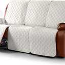 Ruaozz Waterproof Recliner Couch Covers, Sofa Slipcovers Washable 1-Piece Recliner Covers Non-Slip Furniture Protector with Elastic Straps Pocket for Kids Pets(Beige, 3 Seater)