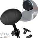 ECOTRIC Adjustable Plug-in Driver Rider Backrest Kit Compatible with Harley Davidson 1988-2024 Harley Touring Road King Street Glide Road Glide FLTR Electra Glide FLHT, with a Removable Back Pocket
