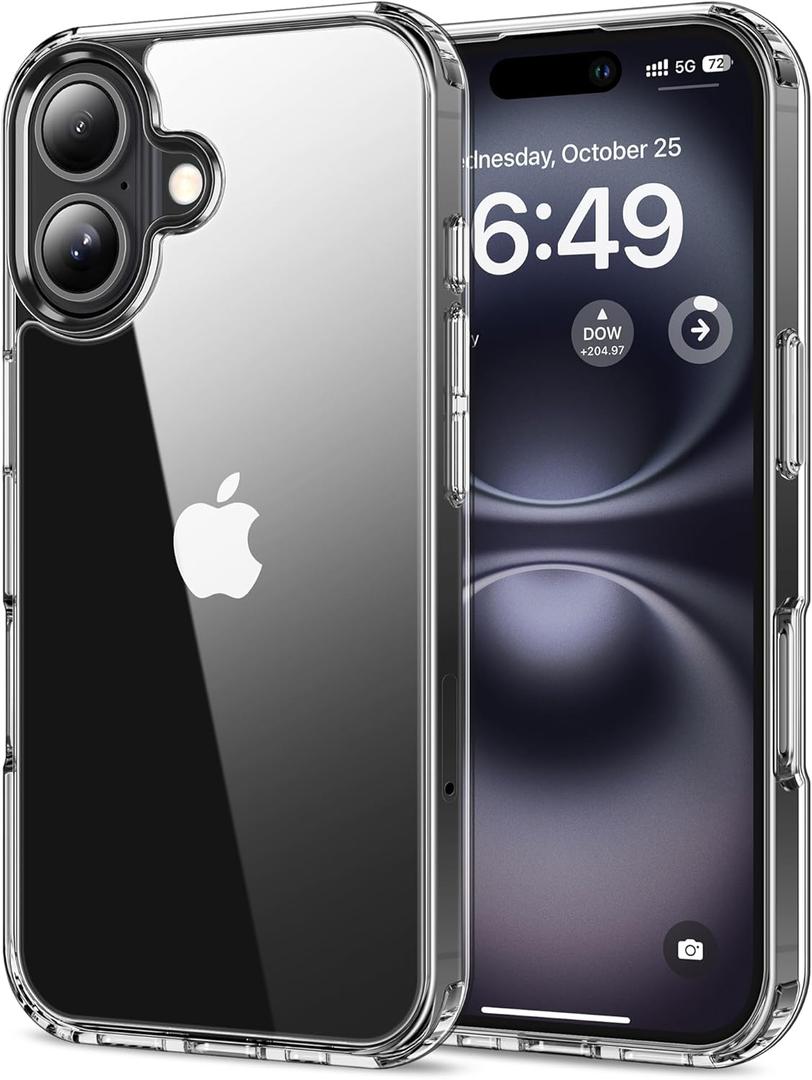 HOOMIL Case for iPhone 16 6.1-Inch, Non-Yellowing, Drop Protection, Anti-Scratch Transparent Hard Back Phone Cover - Crystal Clear