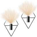 Jexine 2 Pcs Boho Wall Decor Gold Wall Art Hanging Planters with Artificial Pampas Mounted Metal Decor Modern Home Display Art Bedroom Bathroom Living Room(Black)