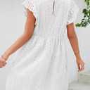 Dokotoo Womens Summer Dresses V Neck Ruffle Sleeve Cut-Out Embroidery Eyelet Lace Dress (White, M)