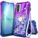 NGB Designed for Samsung Galaxy A17 5G Phone Case, Purple/Blue | Glitter Liquid Sparkle Cute Cover for Women Girls Kids | with Screen Protector & Ring Holder & Wrist Strap Lanyard
