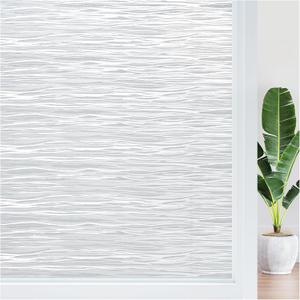 Haton Window Privacy Film, Frosted Glass Privacy Window Clings, Sun Blocking Frosting Opaque Coverings, Static Cling Removable Decorative Stickers for Home Door, Non-Adhesive 17.5" x 78.7" (Pure Wave)