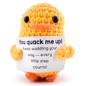 6 x Positive Crochet Duck, Keep Waddling Your Way Handmade Mini Duck Crochet Animal with Inspirational Affirmation Card, Cute Desk Decor Graduation Ducks Gift for Women Men Mom Daughter Coworker Bday