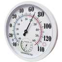 Indoor Outdoor Thermometer Large Wall Thermometer-Hygrometer Waterproof Does not Require Battery (White) (10 Inch)