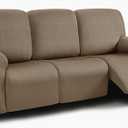 ULTICOR 8-Pieces Recliner Sofa Covers, Yarn Dyed Stretch Reclining Couch Covers for 3 Cushion Reclining Sofa Slipcovers Thick Soft Washable (Sand, 3 Seater Recliner Cover)