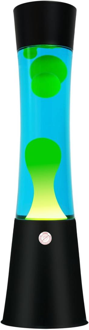 Liquid Motion Lamp with Black Base Glitter Lamps with Yellow Wax in Blue Water for Adults Night Light for Kids Boys Girls Great for Home Office Bedroom Decoration Christmas Birthday Present (16")