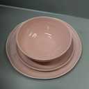 LERATIO Ceramic Dinnerware Sets for 4,Porcelain Plates and Bowls Sets with Wavy Edge,Microwave & Dishwasher & Oven Safe,Light Weight & Scratch Resistant Dishes Sets-Service for 4 (12pcs) (Modern-  Pink)