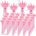 24 Pcs Princess Crown Bubble Wands Pink Party Favors Decorations for Witch Princess Theme Birthday Decoration Cosplay Party Decor Summer Birthday Gifts Piata Filler Goodies Bag Stuffers