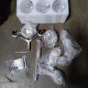 6-Light Modern Farmhouse Brushed Nickel Chandelier, Dining Room Light Fixture Over Table Adjustable Height Hanging Industrial Pendant Lights Kitchen Island, Clear Glass Shade