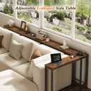 110.2" Narrow Adjustable Console Table with 2 Outlets, 39.3"-51.2" Adjustable Length U Shaped Table Behind Couch, 4 Assembly Options, Extra-Long L Shaped Entryway Tables for Living Room,, 110.2" x 5.9" x 29.5"
