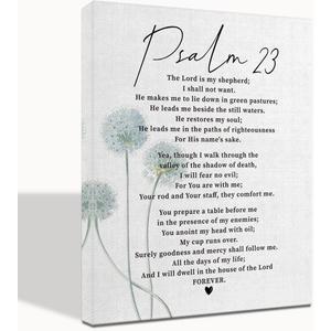 Psalm 23 Wall Art, Psalm 23, Scripture Signs Decor, The Lord is My Shepherd, Inspirational Quote Canvas Wall Art, Prayer Room Dcor 16x20 inch