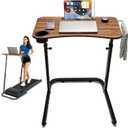 Stepwaver Treadmill Desk, Small Standing Desk for Walking Pad, 30-47 Inch Adjustable Height Walking Pad Stand for Treadmill, Portable Standing Table for Bike - Brown