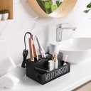 Bivvclaz Hair Tool Organizer, Wooden Hair Dryer Holder Countertop, Wall Mount Hot Tools Organizer for Hair Styling Accessories, Bathroom Supplies Vanity Caddy for Curling Wand, Blow Dryer, Black