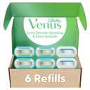 Gillette Venus Womens Razor Blade Refills, Venus Extra Smooth 4 Count and Venus Deluxe Smooth Sensitive 2 Count, 6 Total Refills