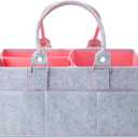 Mr. Pen- Baby Diaper Caddy Organizer, Gray, Pink Inside, Nursery Storage Bin and Car Organizer for Diapers and Baby Wipes