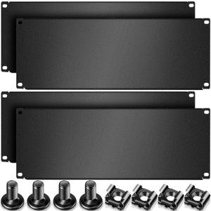 Leinuosen 4 Pcs 4U Blank Rack Mount Panel Spacer Metal Blank Panel Black Server Rack Accessories Mount Filler for 19 Inch Server Network Enclosure Cabinet Cable