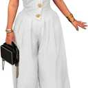 SHINFY Women Summer Strapless Wide Leg Jumpsuits Loose Casual Off Shoulder Tube Top Sexy One Piece Romper (Large, White)