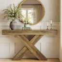 LITTLE TREE Narrow Console Table, 55-Inch Farmhouse Entryway Table, X-Shaped Couch Table Behind Sofa for Living Room, Entryway, Entrance, Foyer, Hallway, Rustic Brown